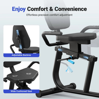 MERACH Recumbent Exercise Bike S23 – Full-Body Magnetic Stationary Bike with Resistance Bands