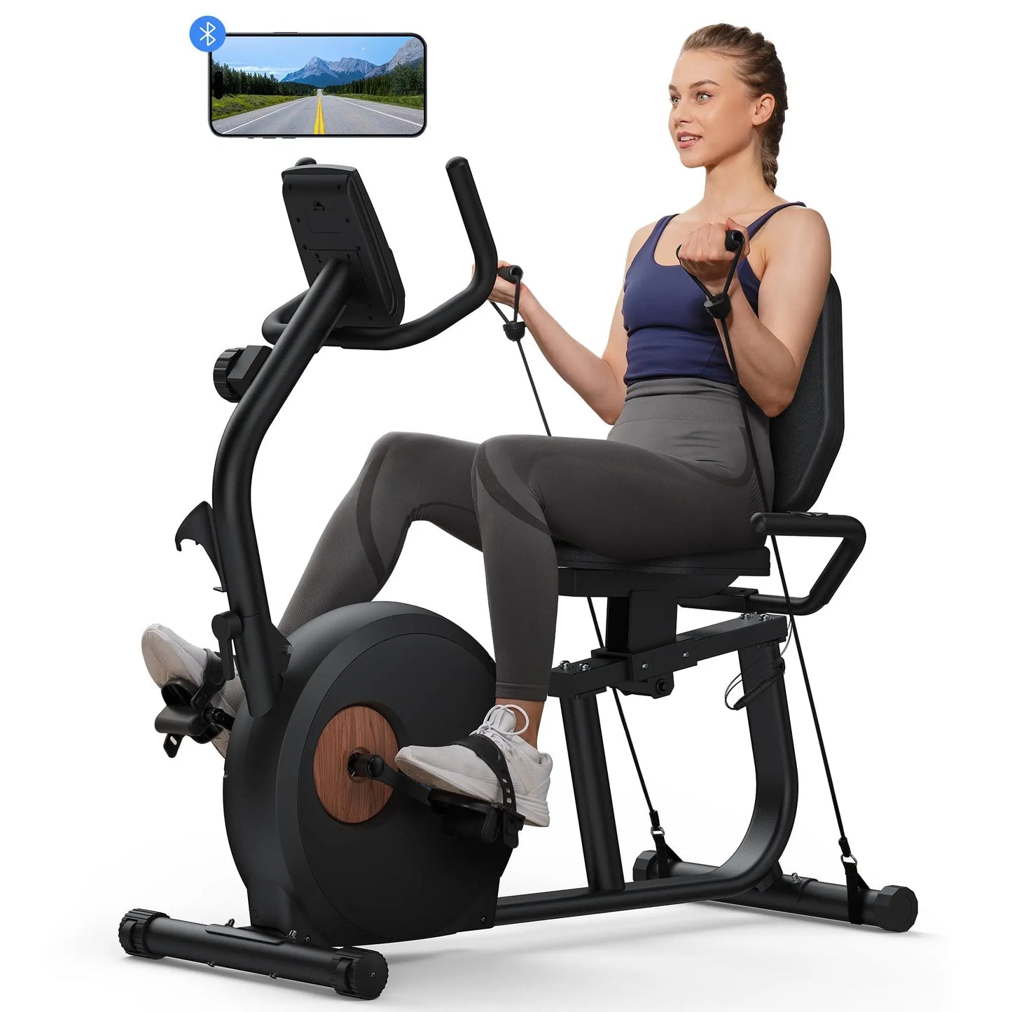 MERACH Recumbent Exercise Bike S23 – Full-Body Magnetic Stationary Bike with Resistance Bands