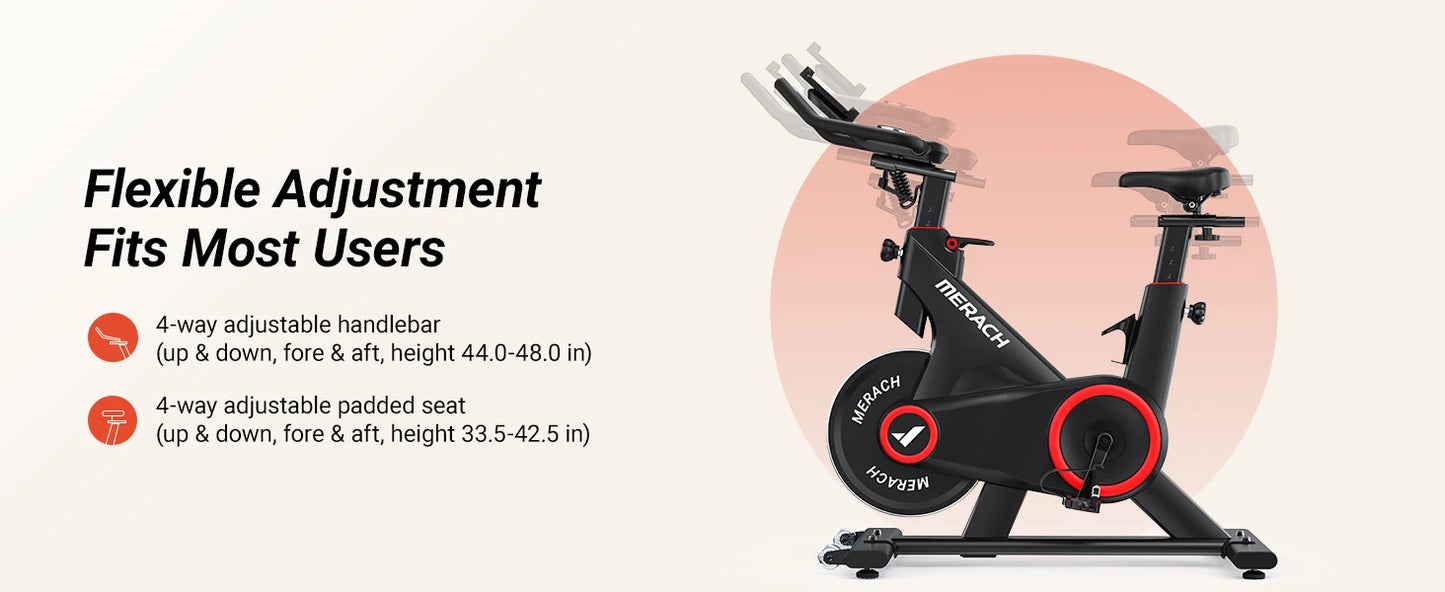 MERACH Indoor Cycling Bike – Magnetic & Auto Resistance, Bluetooth Stationary Bike with APP Data Tracking for Home Workouts 🚴‍♂️🔥