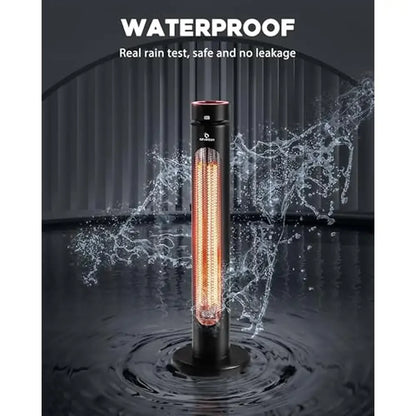 Outdoor Patio Heater 1500W Infrared Heater 8 Heating Levels IP65 Waterproof Remote 75° Oscillation Effortless Control Tip-Over