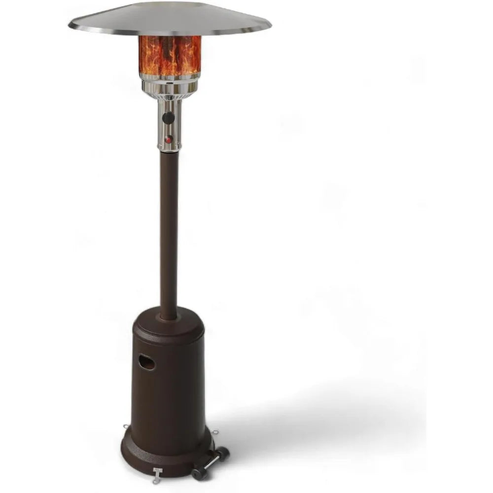 Bronze Free-Standing Propane Patio Heater with Adjustable Temperature and Wheels