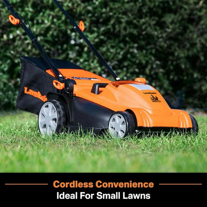 LawnMaster MX 24V 14.6” Cordless Brushless Lawn Mower with Dual 24V 4.0Ah Batteries, Dual Charger, 10-Gallon Collection Bag, and 4-Position Height Adjustment – Lightweight and Compact for Small Lawns