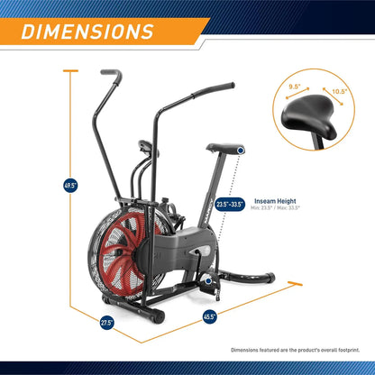 Air-Resistance Exercise Fan Bike with Dual-Action Handlebars