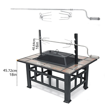 6 Sizes Metal Fire Pit with Mesh Cover & BBQ Grill – Outdoor Patio & Garden Heating Stove 🔥