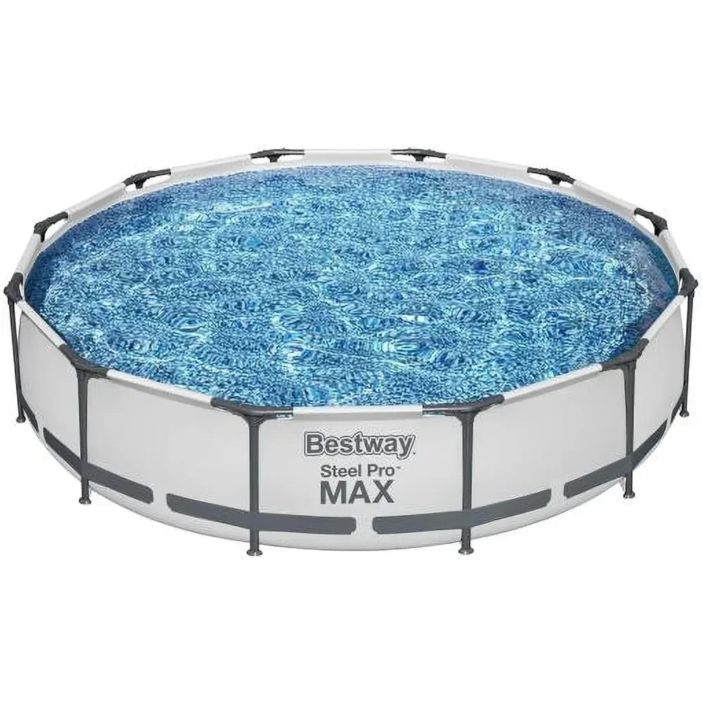 12-Foot x 30-Inch Round Metal Frame Above-Ground Swimming Pool with 330 GPH Filter Pump – Durable Outdoor Backyard Pool Set