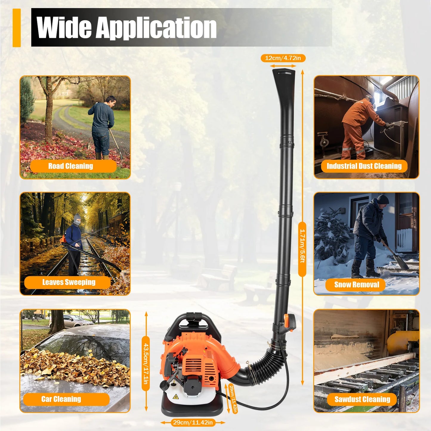 Powerful 42.7CC Backpack Leaf Blower – Fast & Efficient Cleaning for Any Outdoor Space