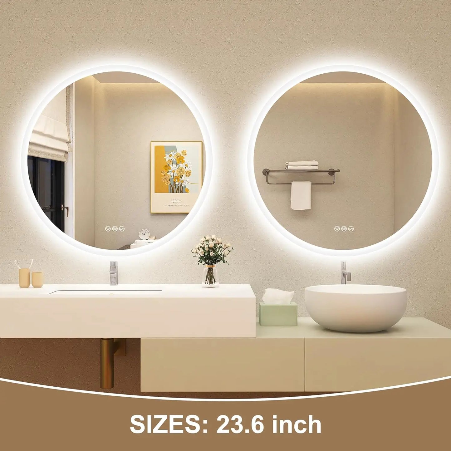 LED Bathroom Mirror with Lights – Bluetooth Speaker, Dimmable Brightness & Anti-Fog Technology