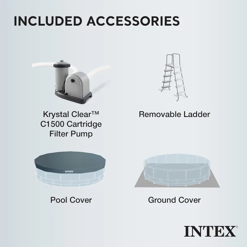 Intex 26755EH Prism Frame Premium Above Ground Swimming Pool Set – 20ft x 52in