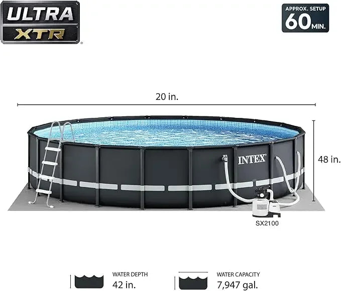 Deluxe Above Ground Swimming Pool Set – 20ft x 48in