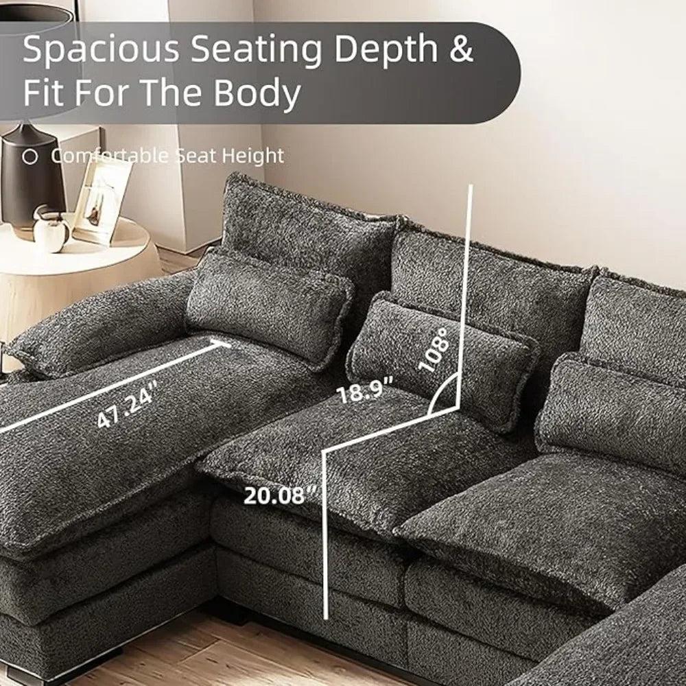 110" U-Shaped Chenille Sectional Sofa – Modern, Comfy & Stylish