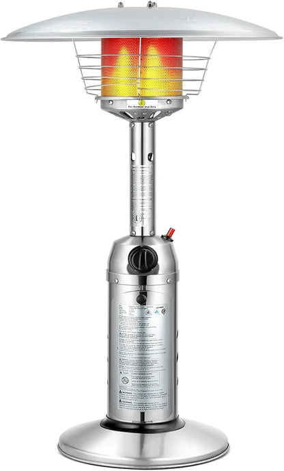 Portable Tabletop Propane Patio Heater, 11,000 BTU with Adjustable Flame & Safety Features