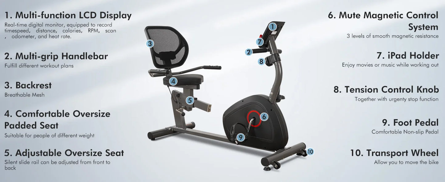 Magnetic Stationary Exercise Bike – Low-Impact Home Workout for Adults & Seniors