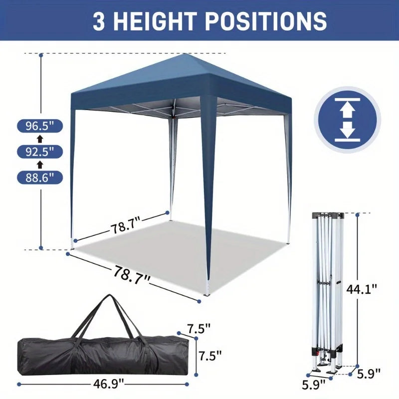 6.5'x 6.5' Pop Up Canopy Tent Wedding Party Tent Adjustable Height Gazebo,4 Wall