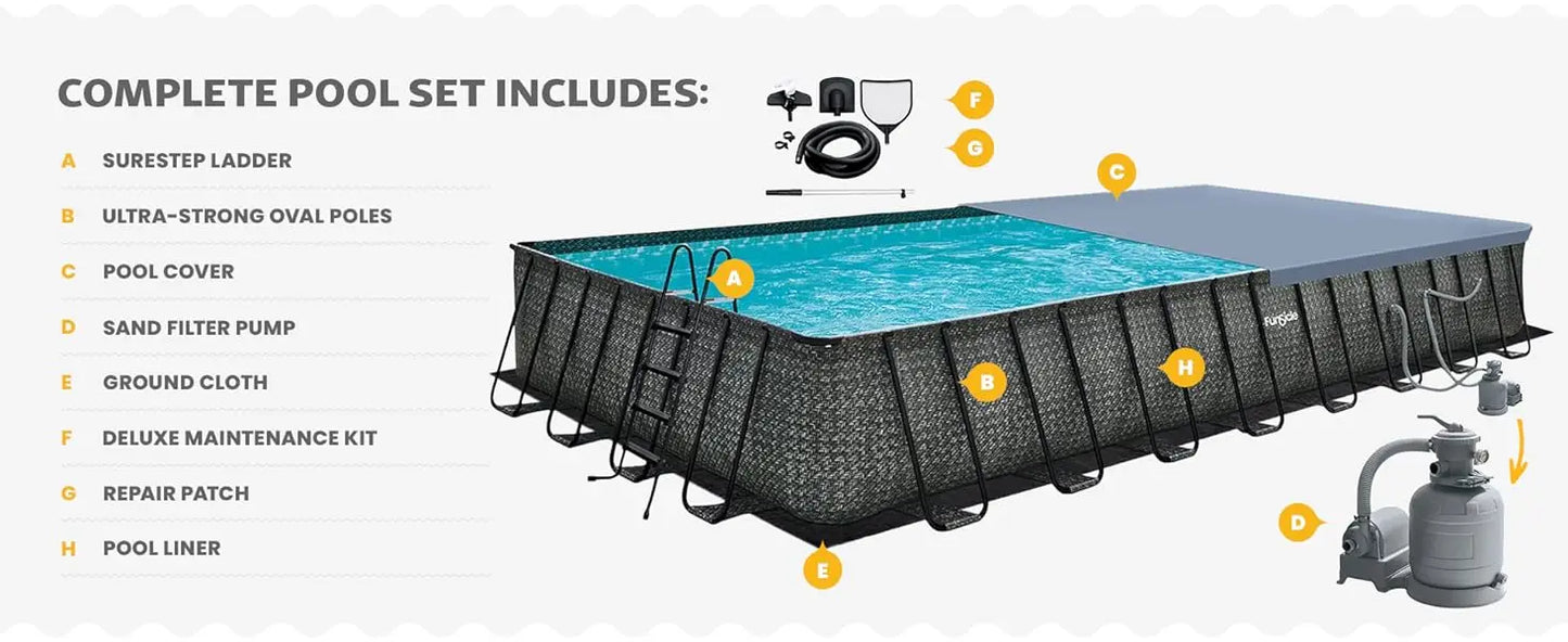 Oasis Designer Outdoor Rectangular Frame Above-Ground Swimming Pool Set (32ft x 16ft)