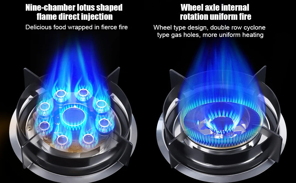 Dual Burner Gas Stove – High Efficiency, Safe Flameout Protection & Versatile Cooking