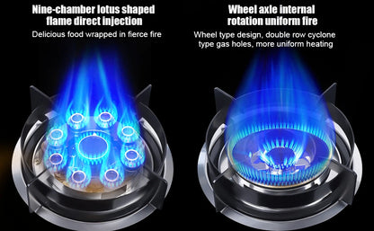 Dual Burner Gas Stove – High Efficiency, Safe Flameout Protection & Versatile Cooking