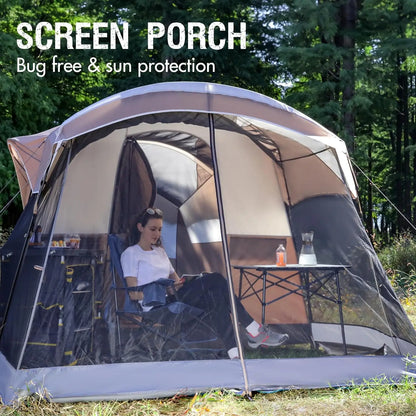 8-Person Family Camping Tent with Screen Room – Spacious, Durable & Weather-Resistant