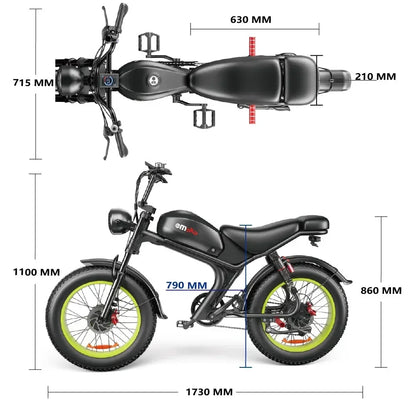 Emoko C93 Fat Tire Electric Bike – 1000W Motor, 48V 20Ah Battery