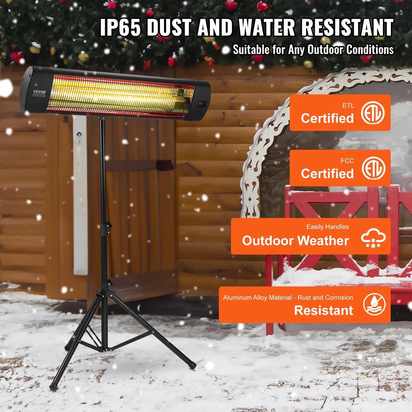 Infrared Heater, 1500W Remote Control Electric Space Heater, LED Screen Patio Heater w/ 3 Speeds & Timer, Outdoor/Outdoor