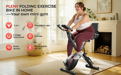 PLENY 5-in-1 Folding Exercise Bike – Your Ultimate Home Workout Companion