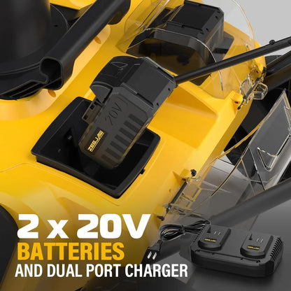 ZEGJAW 40V 20-Inch Cordless Snow Blower – Brushless Motor, Dual 4.0Ah Batteries, & Fast Charger