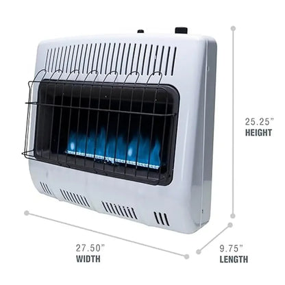 30,000 BTU Blue Flame Propane Heater Rooms Cabins Garage Reliable Performance Easy Control & Ignition Safe & Versatile Mounting