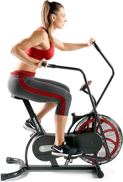 Air-Resistance Exercise Fan Bike with Dual-Action Handlebars