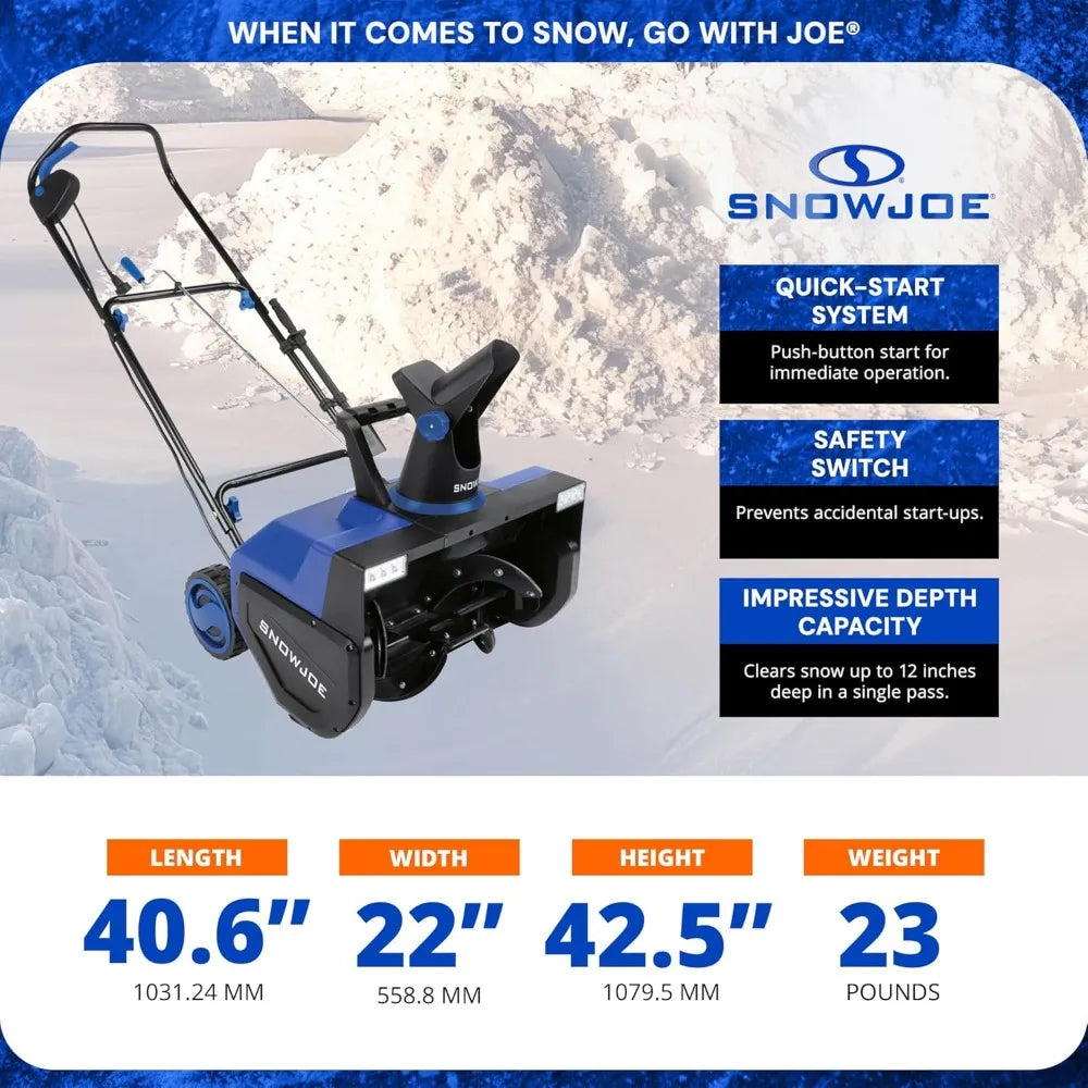 Snow Joe 15A Electric Snow Blower – 22" Walk-Behind Snow Removal Machine