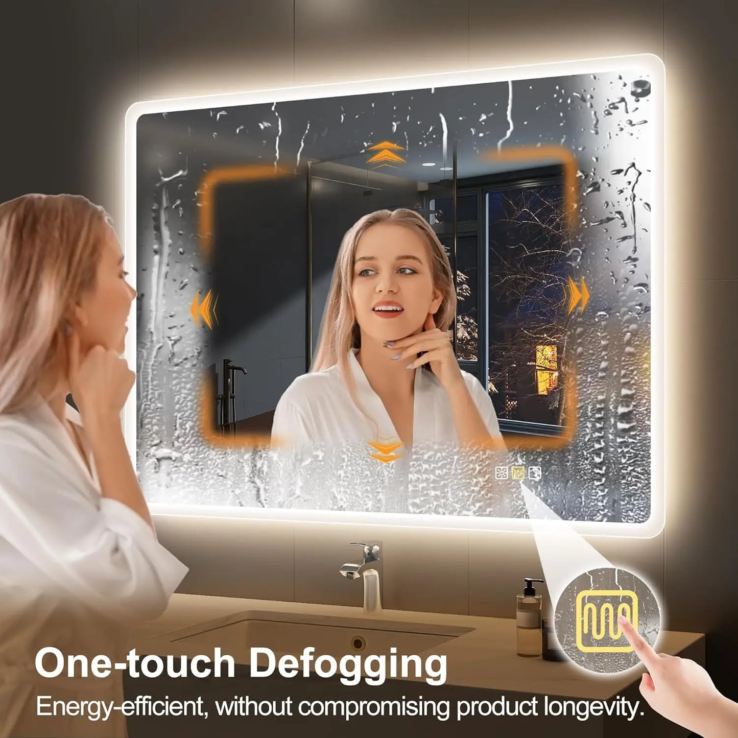 LED Bathroom Mirror with Lights – Bluetooth Speaker, Dimmable Brightness & Anti-Fog Technology