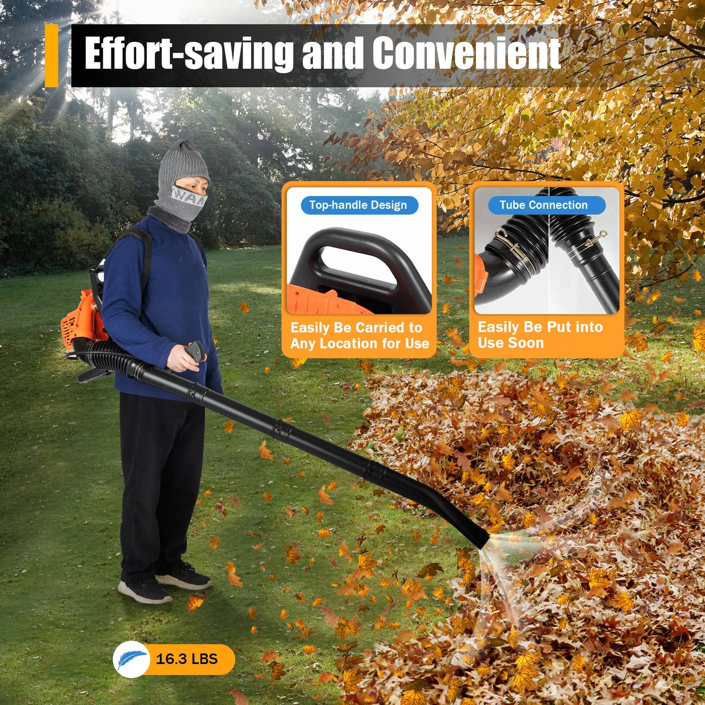 Powerful 42.7CC Backpack Leaf Blower – Fast & Efficient Cleaning for Any Outdoor Space