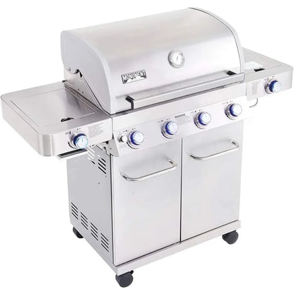 4-Burner Propane Gas Grill – Stainless Steel Cabinet Style with Side & Sear Burners 🔥