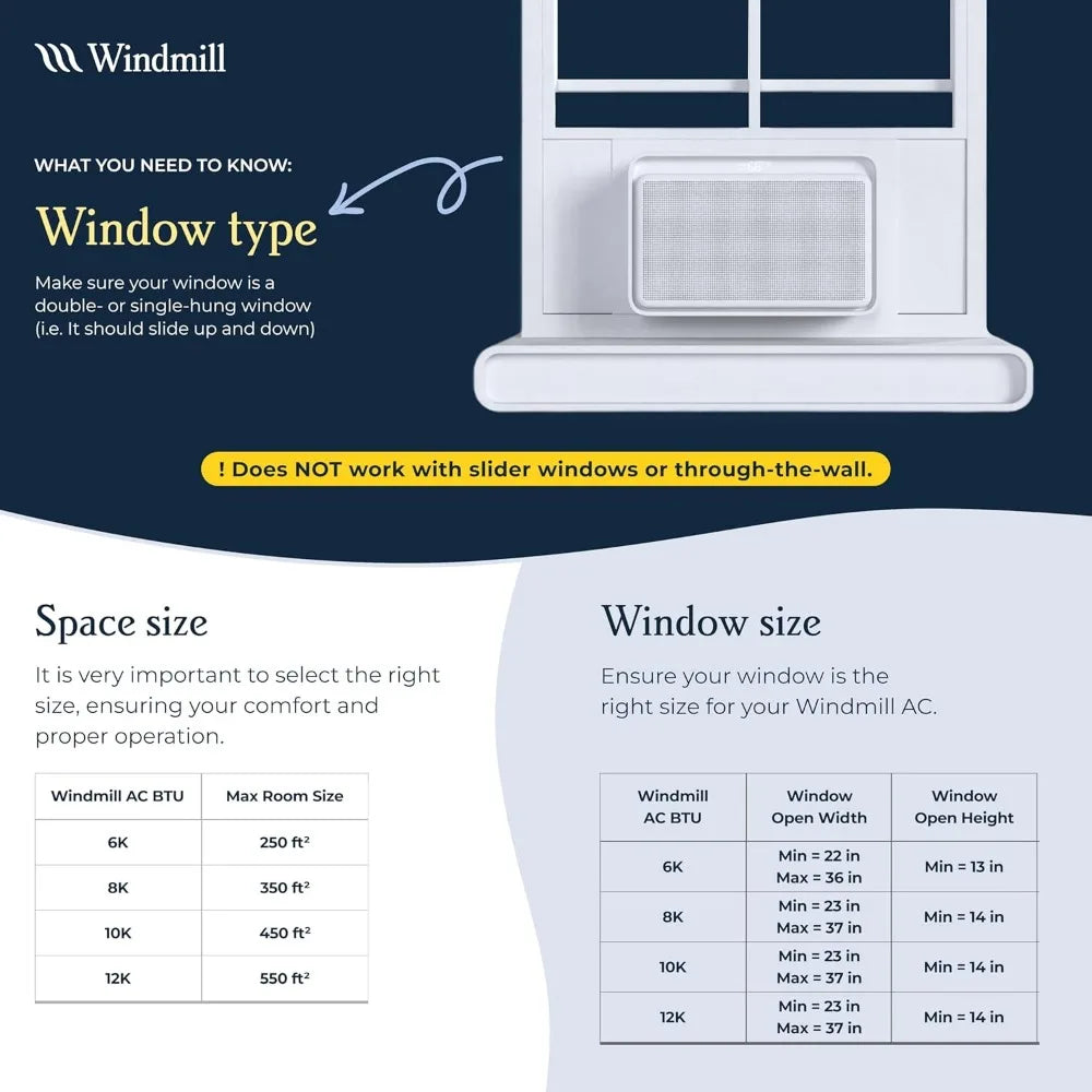 Windmill 8000 BTU Ultra-Quiet Smart Window Air Conditioner