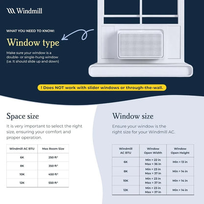 Windmill 8000 BTU Ultra-Quiet Smart Window Air Conditioner