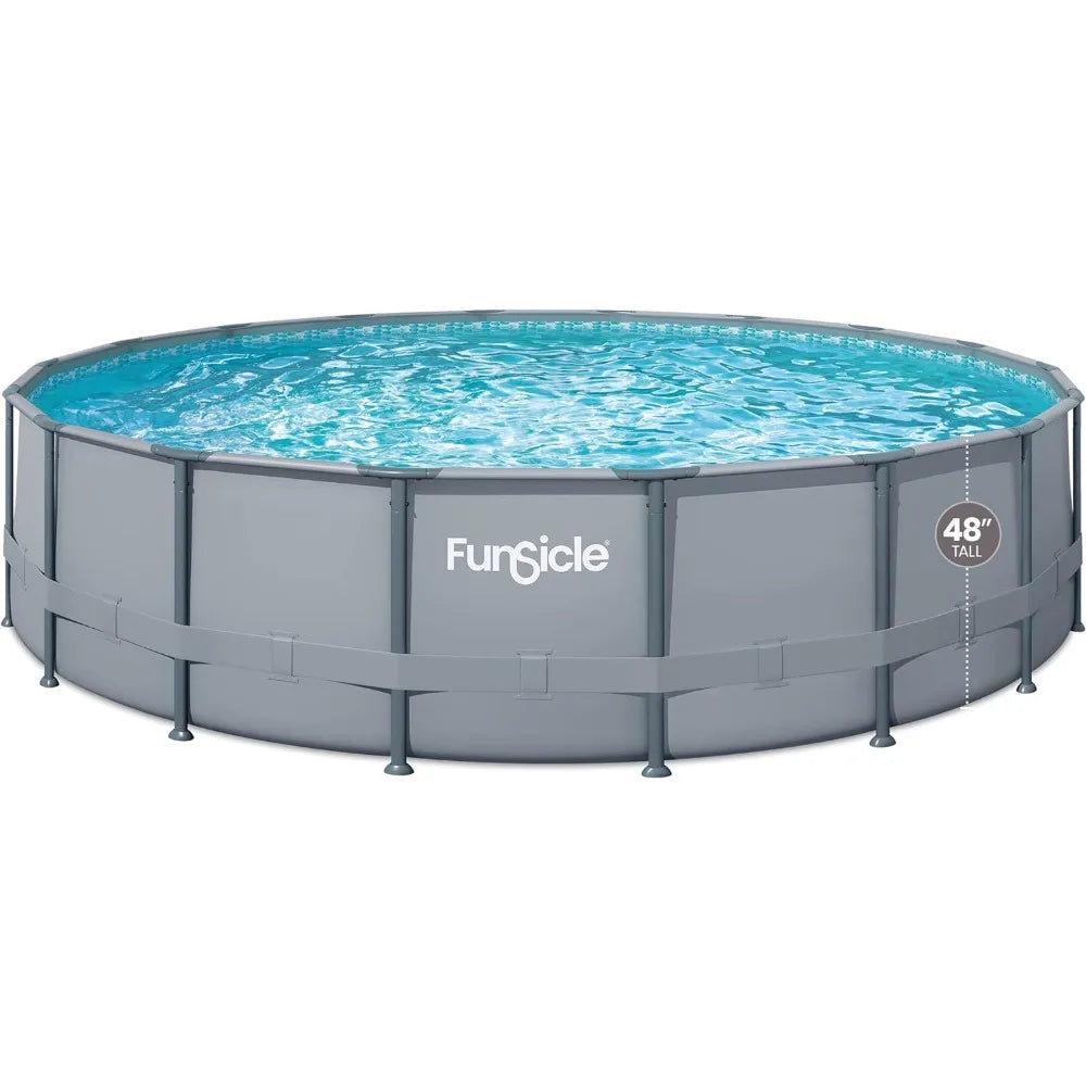 Outdoor Swimming Pool, 16ft X 48in Round Oasis Above Ground Pool, with Filter Pump & Ladder, Outdoor Swimming Pool