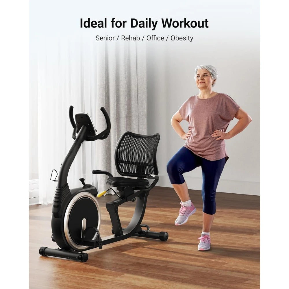 High-End Recumbent Exercise Bike with Magnetic Resistance, Bluetooth Connectivity & Smart Fitness App – Silent Stationary Bike for Home Workouts