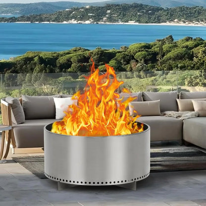 27-Inch Smokeless Fire Pit – Portable Stainless Steel Outdoor Fireplace