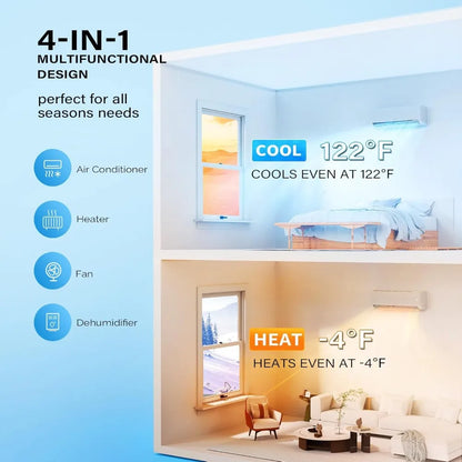 24000 BTU Wifi Enabled Mini Split Air Conditioner & Heater with Inverter, 19 SEER2 Energy Saving 230V Ductless Split AC Unit