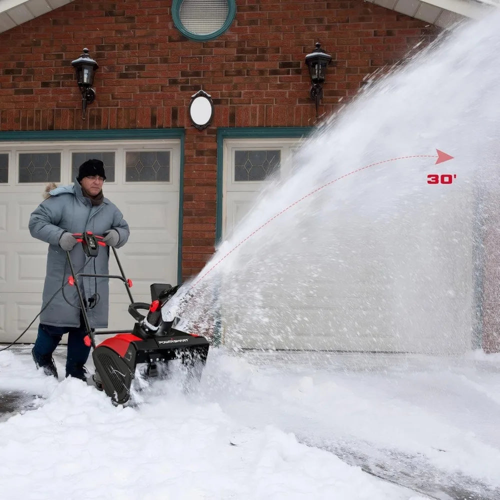 21" Corded Electric Snow Blower with LED Lights – 15 Amp Motor, 2100 RPM, 30 Ft Throwing Distance