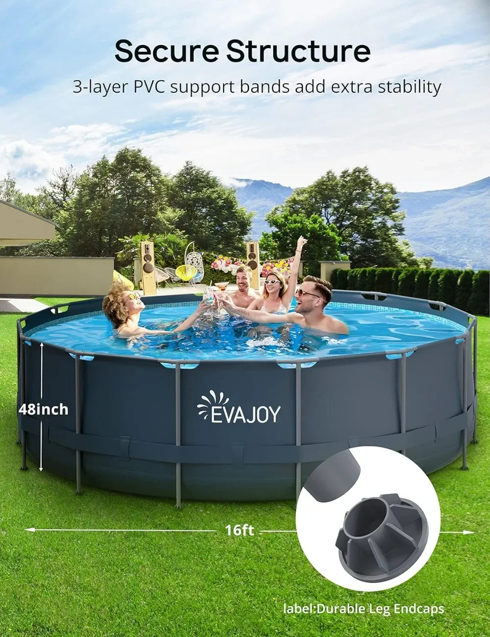 16ft x 48in Metal Frame Round Above-Ground Swimming Pool Set