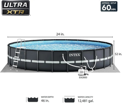 Intex 26339EH Ultra XTR Deluxe 24ft x 52in Above-Ground Swimming Pool Set with Sand Filter Pump, Ladder & Accessories