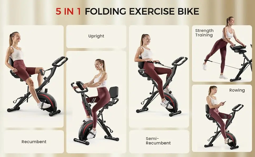 PLENY 5-in-1 Folding Exercise Bike – Your Ultimate Home Workout Companion