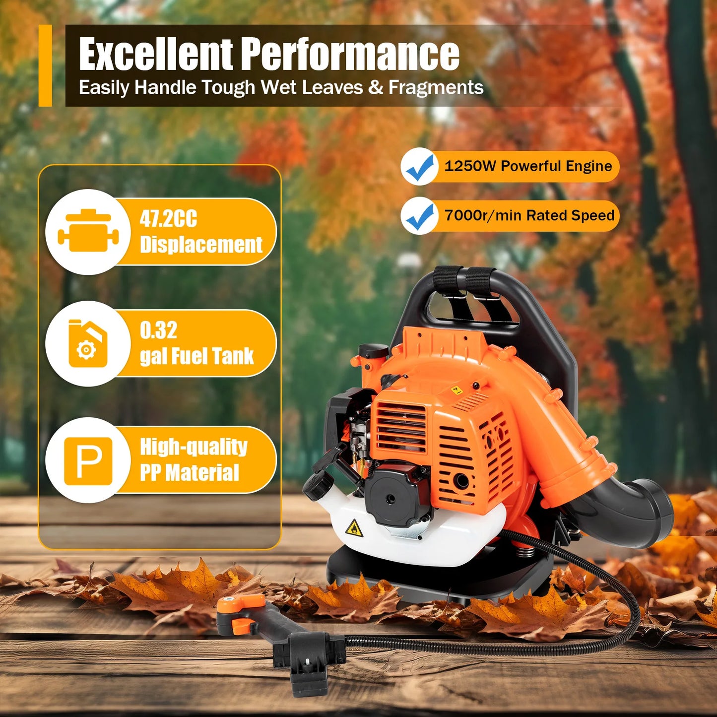 Powerful 42.7CC Backpack Leaf Blower – Fast & Efficient Cleaning for Any Outdoor Space