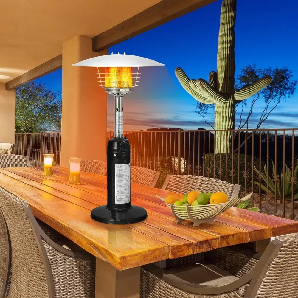 Portable Tabletop Propane Patio Heater, 11,000 BTU with Adjustable Flame & Safety Features