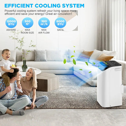 12000 BTU Portable Air Conditioner – 3-in-1 Cooling, Fan & Dehumidifier with Remote Control