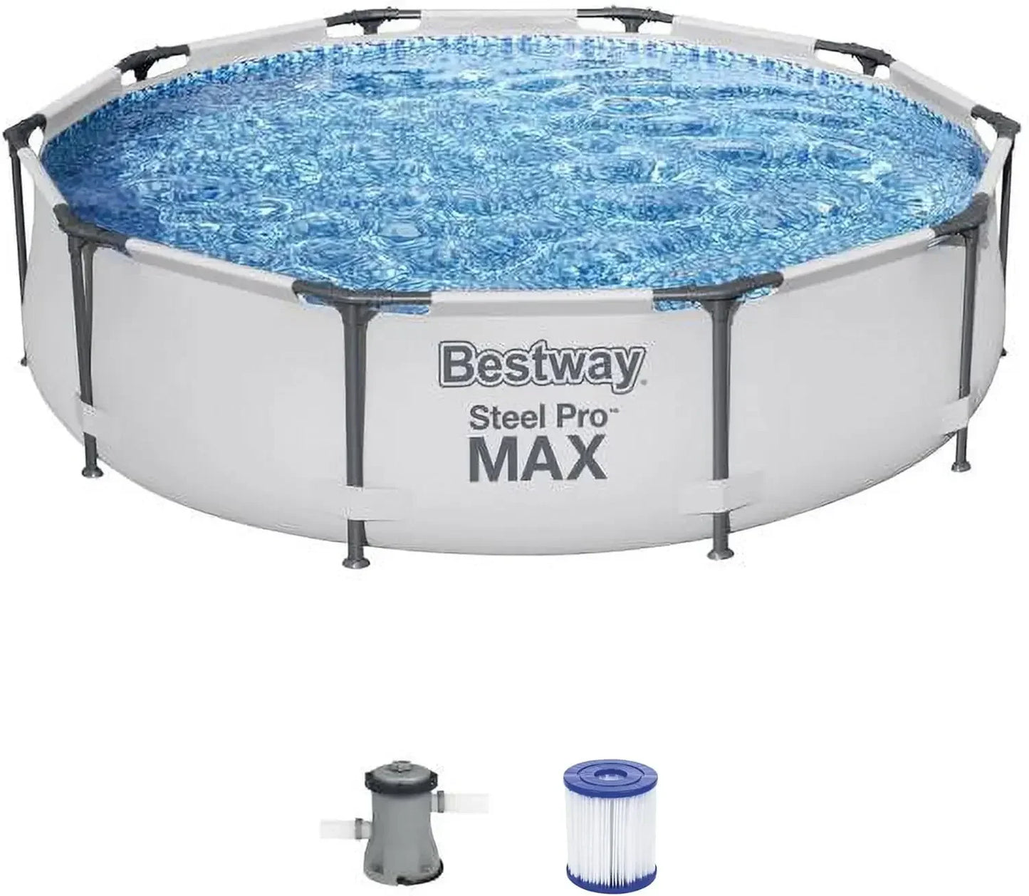 12-Foot x 30-Inch Round Metal Frame Above-Ground Swimming Pool with 330 GPH Filter Pump – Durable Outdoor Backyard Pool Set