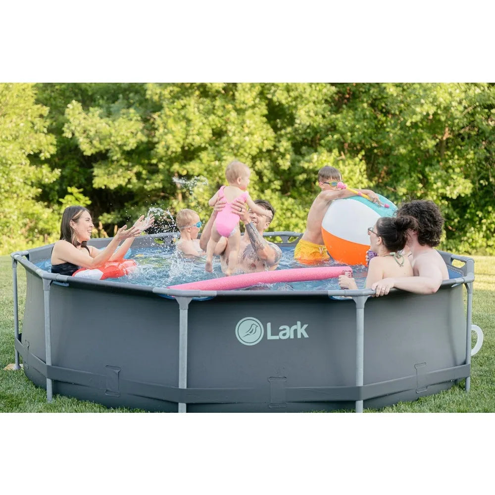 Lark 14ft x 33in Fiberglass Frame Above Ground Swimming Pool with 530 GPH Filtration Pump