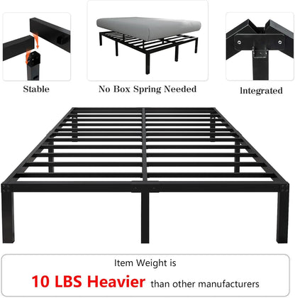 18-Inch Heavy-Duty Metal Platform Bed Frame – Built for Durability and Style