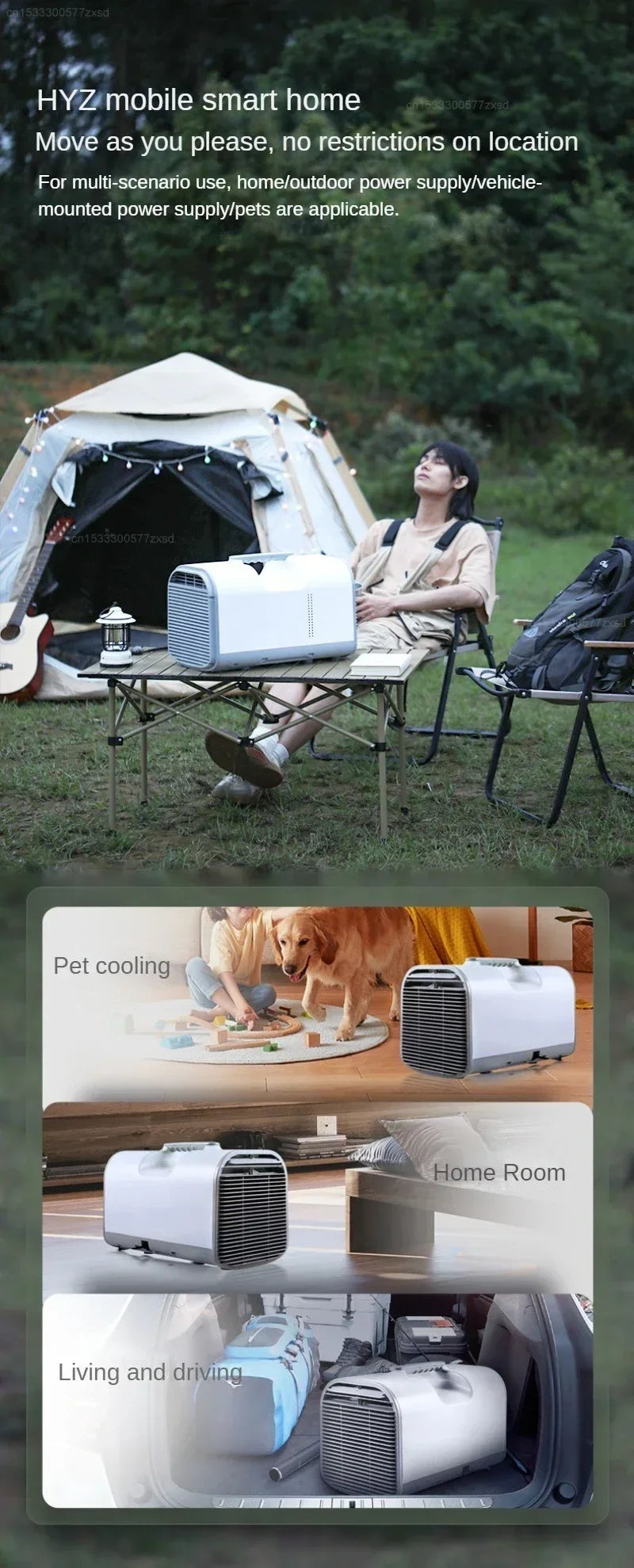 Portable Outdoor Camping Air Conditioner – 4095 BTU Cooling & Dehumidifier