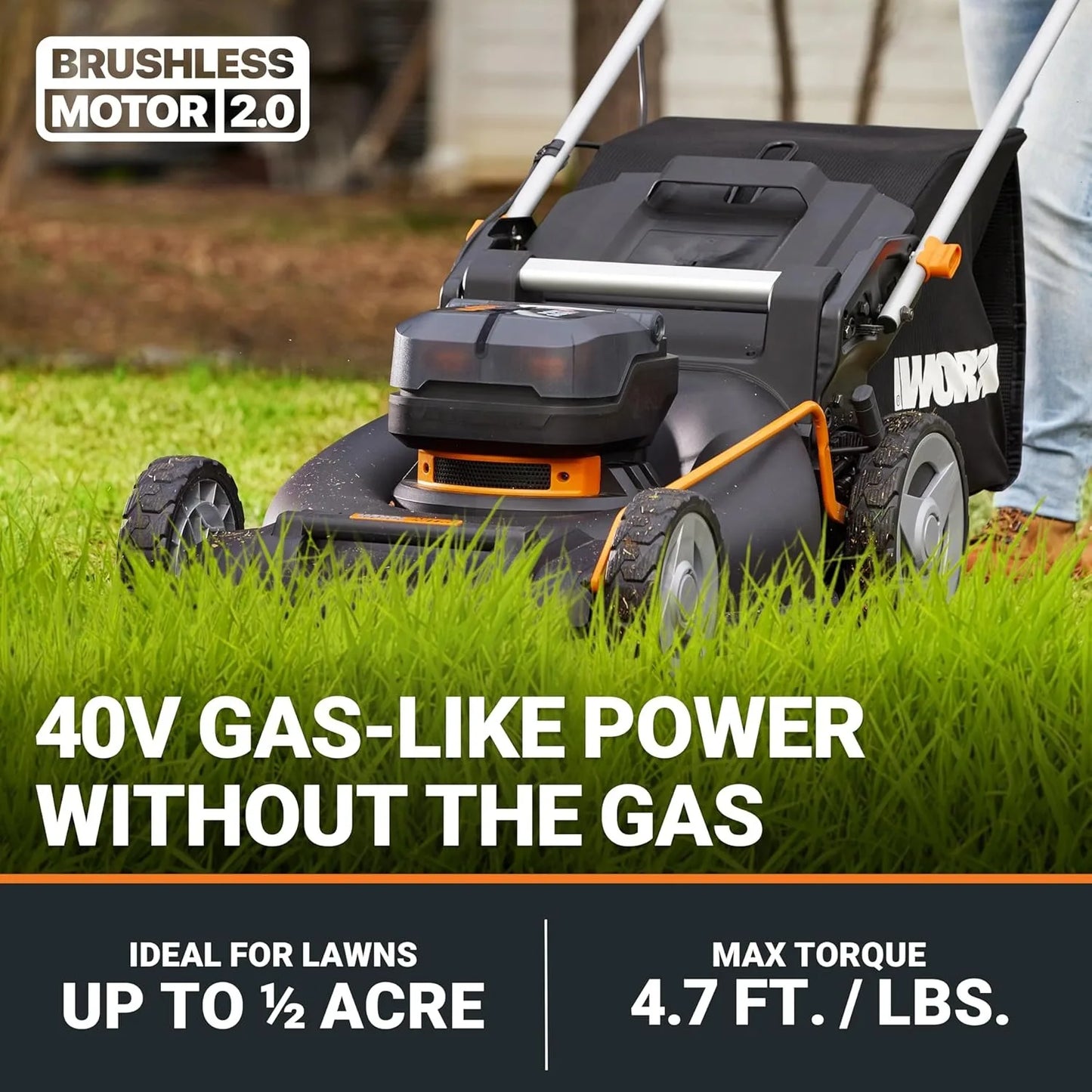 Worx 40V 21" Brushless Battery Push Lawn Mower – Power, Precision & Efficiency