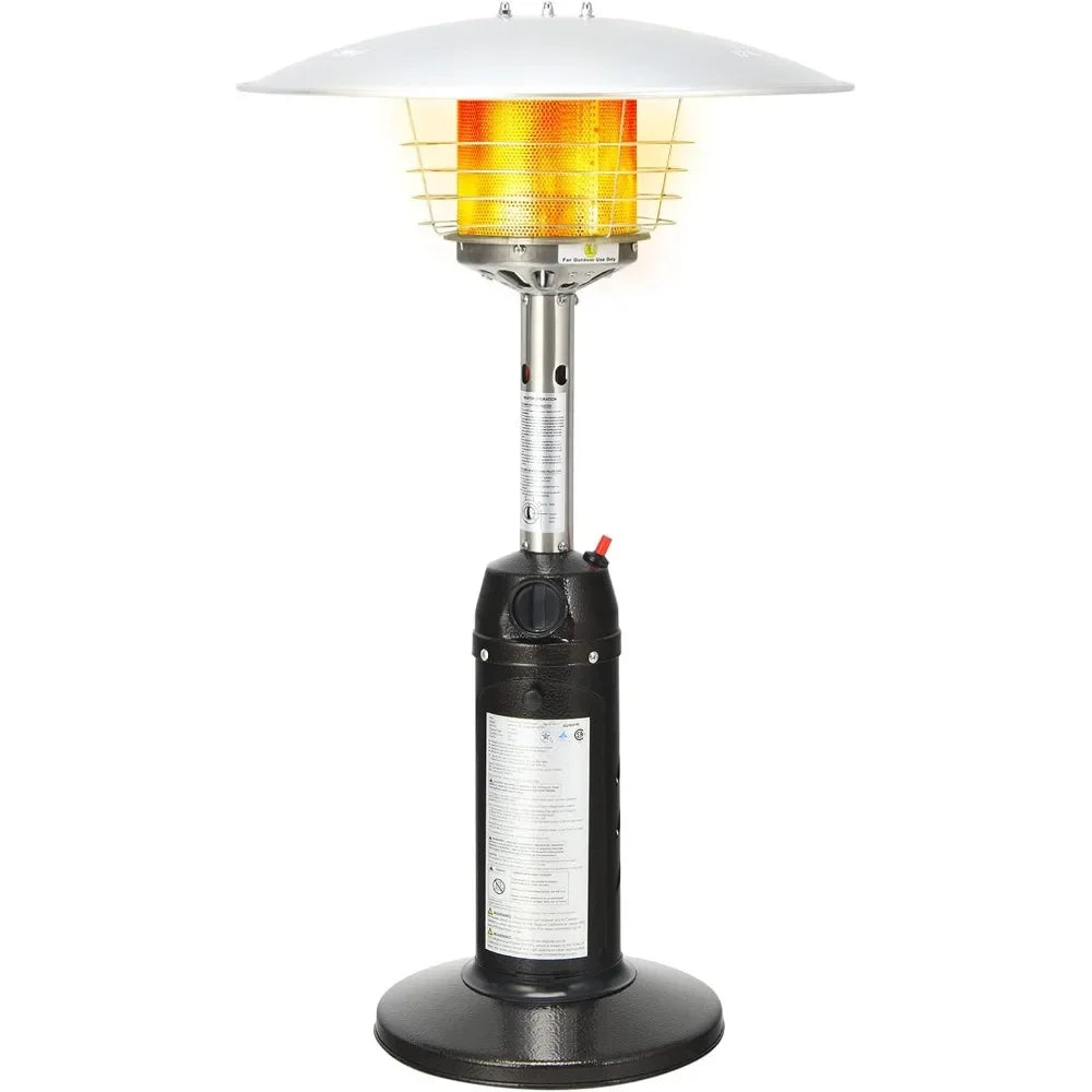 Portable Tabletop Propane Patio Heater, 11,000 BTU with Adjustable Flame & Safety Features